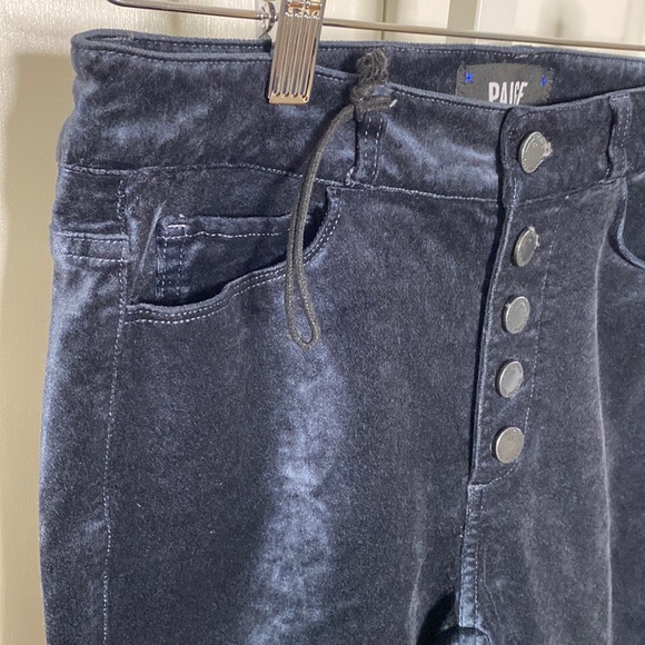 PAIGE | Blue Velvet Cotton/Rayon/Spandex Button-Fly Hoxton Ankle Peg Jeans/Pants - Picture 6 of 15